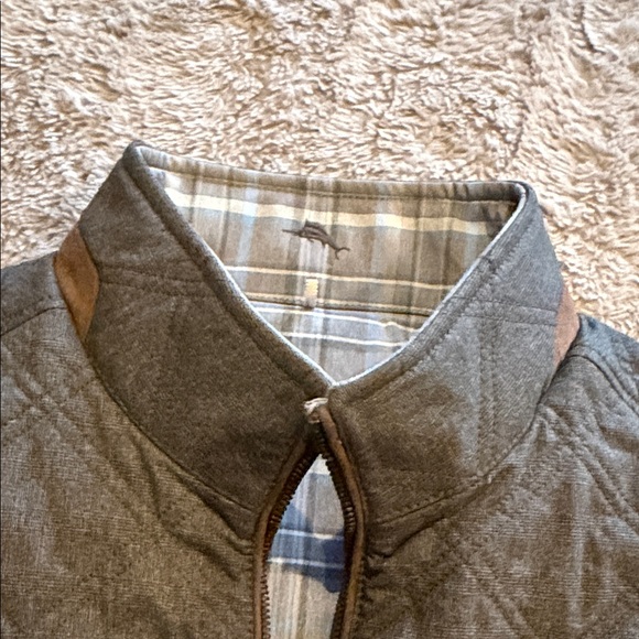 Tommy Bahama Gray Reversible Plaid Quilted Vest Men sz Lg - Picture 6 of 11
